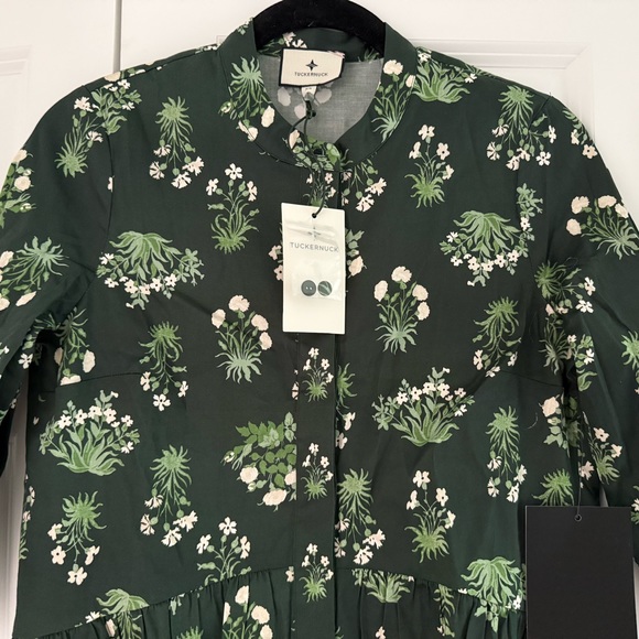 Tuckernuck Viridian Stamped Bouquets Royal Shirt Dress - Picture 4 of 4